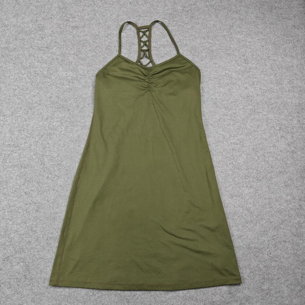 PrAna Dress Womens XS Green Tank Dress V-Neck Strappy Lined Jersey Casual